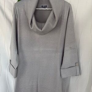 JM Collection Silver Cowl Neck Sweater
